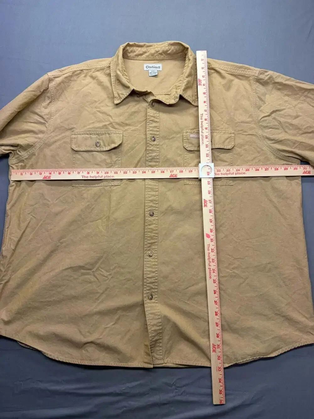 Carhartt Mens 4XL Tan 100% Cotton Long Sleeve Button Up Work Shirt